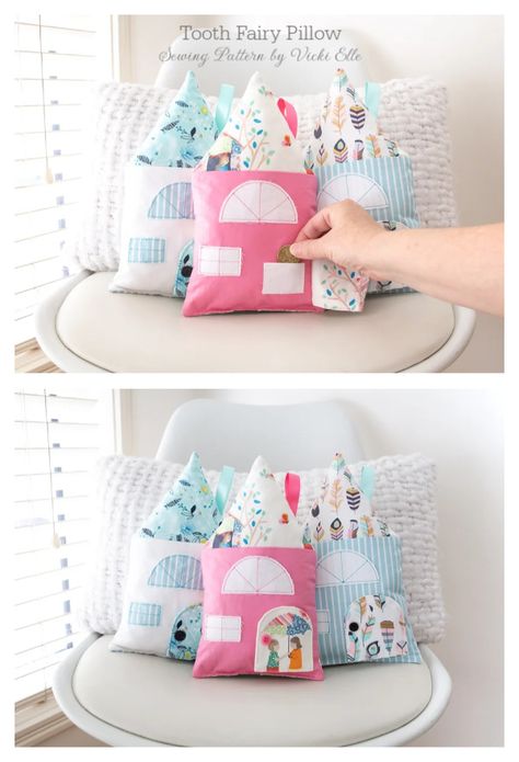 Fabric Tooth Fairy Pillow Free Sewing Patterns | Fabric Art DIY Sew Tooth Fairy Pillow, Tooth Fairy Cushion, Tooth Pillow Pattern Free, Tooth Fairy Pillow Pattern Free, Diy Tooth Fairy Pillow, Tooth Fairy Pillow Diy, Tooth Fairy Pillow Pattern, Easy Sewing Patterns Free, Purses Patterns