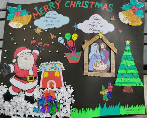 Christmas Decoration Bulletin Board, Christmas Decoration Board, Christmas Board Decoration Ideas For School Aesthetic, Christmas School Crafts For Kids, Christmas Charts For School, Christmas Decor Ideas For Bulletin Board, Christmas Board Decoration Ideas, Christmas Chart Ideas For School, Christmas Board Ideas For School