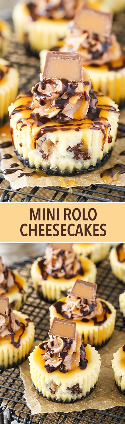 f Rolo Cheesecake, Recipes Cheese, Dessert Oreo, Cupcakes Recipes, Cake Mini, Oreo Crust, Oreo Dessert, Cheesecake Bites, Mini Cheesecakes