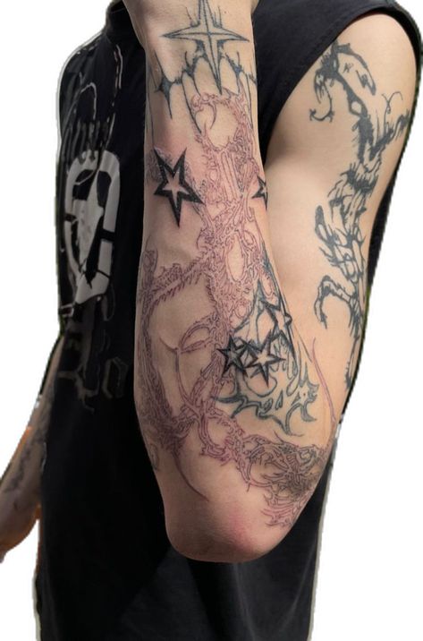 Patchwork Tattoo Men Sleeve, Lighting Sleeve Tattoo, Tattoo Ideas Male Sleeve, Fore Arm Tattoo Man, Man Forearm Tattoo, Realism Tattoo Ideas For Men, Patch Work Sleeve, Tattoo Bicep, Tattoo Patchwork