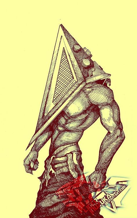 https://www.pinterest.com/pin/480970435184691689/ Liger Inuzuka, Silent Hill Pyramid Head, Silent Hill Art, In My Restless Dreams, Pen Work, Pyramid Head, Silent Hill 2, Pantomime, Head Tattoos