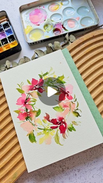 Painted Floral Wreath Acrylic, Loose Watercolour Florals, Watercolor Floral Wreaths, Watercolour Flower Wreath, Watercolour Wreath Floral, Floral Wreath Watercolor, Loose Watercolor, Wreath Watercolor, Watercolor Artist