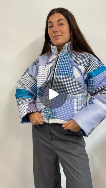 Patchwork Coat, Blue Puffer, Sustainable Fashion Brands, Quilting Techniques, Puffer Coat, Slow Fashion, Quilting, Puffer, Turn Ons