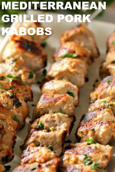 Pork Kabob Marinade, Shish Kabobs Marinade, Kabob Marinade Recipes, Kabob Marinade, Pork Kebabs, Pork Kabobs, Grilled Kabob Recipes, Recipes Mediterranean, Mediterranean Foods