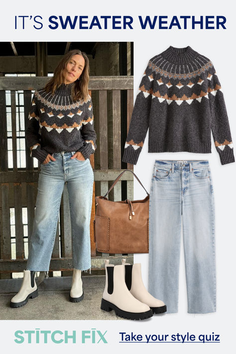 New seasonal sweaters await. Head to Stitch Fix and shop lightweight textured sweaters. Then, pair them with bootcut denim, western-inspired boots, denim jackets or even dark florals. Stitch Fix Outfits 2024, Amber Outfit, Versatile Fall Outfits, Boots Denim, Dark Florals, Inexpensive Clothes, Stylish Fall Outfits, Stitch Fix Outfits, Trendy Fall Outfits