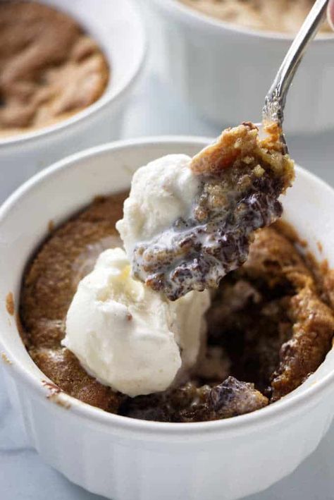 A spoon scooping into a deep dish cookie bowl. Deep Dish Chocolate Chip Cookie, Chocolate Chip Cookie Bowls, Deep Dish Cookie, Cookie Bowls, Gooey Chocolate Chip Cookies, Perfect Chocolate Chip Cookies, Ice Cream Ingredients, Oatmeal Chocolate Chip Cookies, Air Fryer Recipes Easy