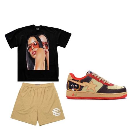 Bape Shoes Outfit Men, Eric Emmanuel Shorts Outfit, Bape Shoes Outfit, Eric Emmanuel Shorts, Bape Star, Eric Emmanuel, Shorts Outfit Ideas, Tuff Fits, Bape Shoes