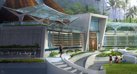 Jurassic World concept art Dinosaur Environment, Kmart Decor, Park Concept, Zoo Inspiration, Zoo Design, Isla Nublar, Zoo Architecture, Zoo Park, Dino Park