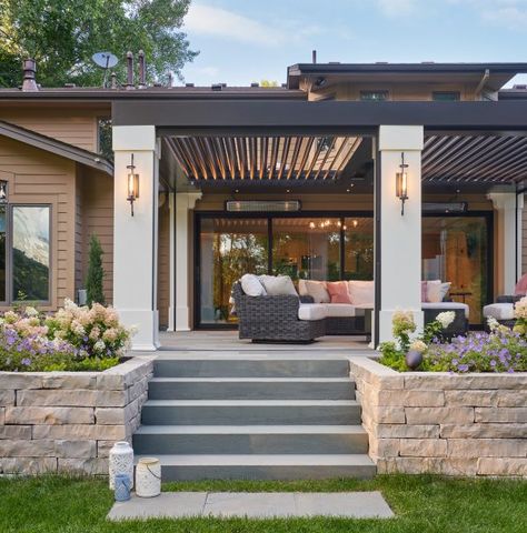 Pergola Pictures, Transitional Exterior, Paver Designs, Patio Pergola, Aluminum Pergola, Backyard Retreat, Home Building Design, Backyard Projects, Coastal Cottage