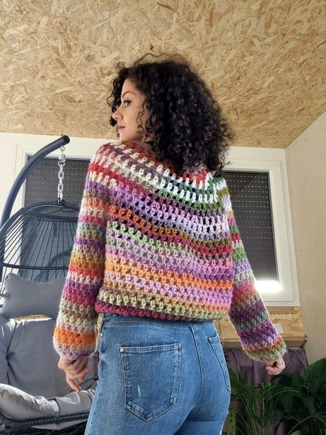 Cloud Sweater. Crochet Pattern – ByKaterina Crochet Granny Stitch Sweater, Granny Sweater Crochet, Jenna Phipps Crochet, Crochet Chunky Sweater, Crochet Jumper Free Pattern, Granny Stitch Sweater, Ladies Sweaters Patterns, Sunflower Granny Square Pattern, Cloud Sweater