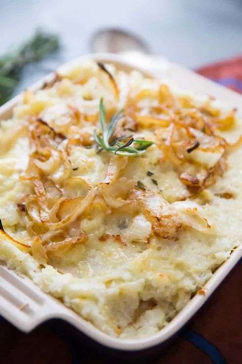 Dinner Ideas With Mashed Potatoes, Onions Caramelized, Cheese Mashed Potatoes, Best Thanksgiving Side Dishes, Mashed Potato Casserole, Cheesy Mashed Potatoes, With Mashed Potatoes, Unique Thanksgiving, Roasted Root Vegetables