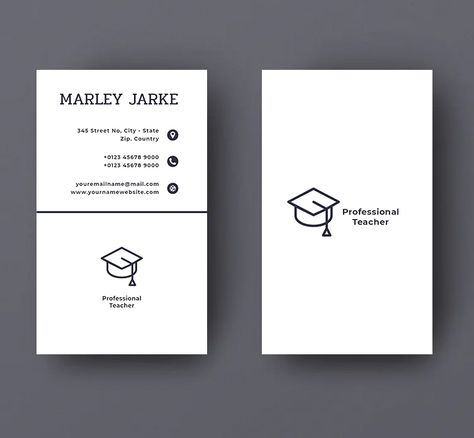 Card Reference, Vertical Business Card, Teacher Business Cards, Graphic Design Cv, Teacher Business, Vertical Business Cards, Teacher Design, Visiting Card, Business Cards Creative