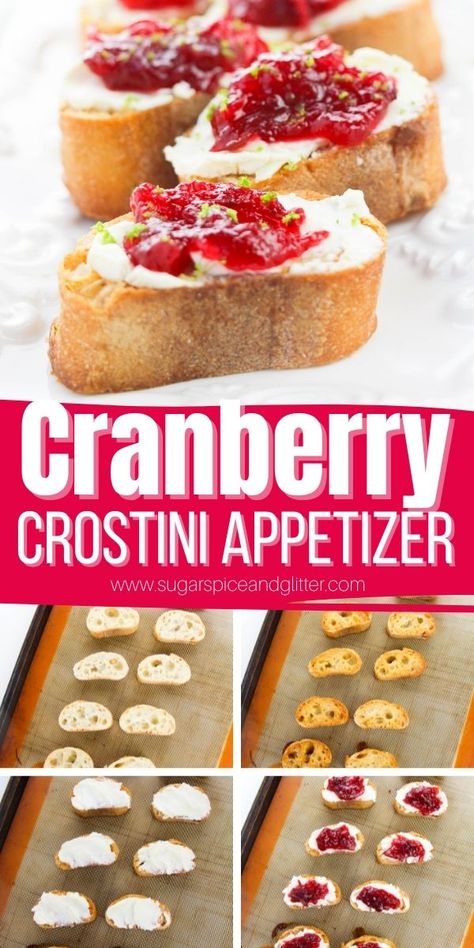 Cranberry Sauce Crockpot, Cranberry Crostini, Homemade Honey Butter, Crostini Appetizers, Thanksgiving Appetizer, Leftover Cranberry Sauce, Cranberry Cream Cheese, Crostini Recipes, Cranberry Relish