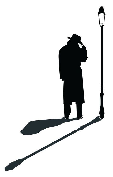 Detective Silhouette, Detective Man, Retro Website, Lamp Silhouette, Spy Theme, Bear Sketch, Noir Detective, Reading Night, Man Silhouette