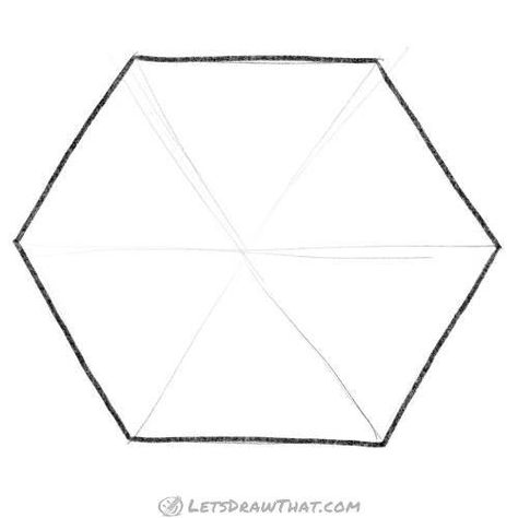 How to draw a hexagon: using compass and hand-drawn - Let's Draw That! Draw Hexagon, Draw A Hexagon, Pencil Outline, Regular Hexagon, Construction Lines, Point Perspective, A Compass, Step Drawing, Learn How To Draw