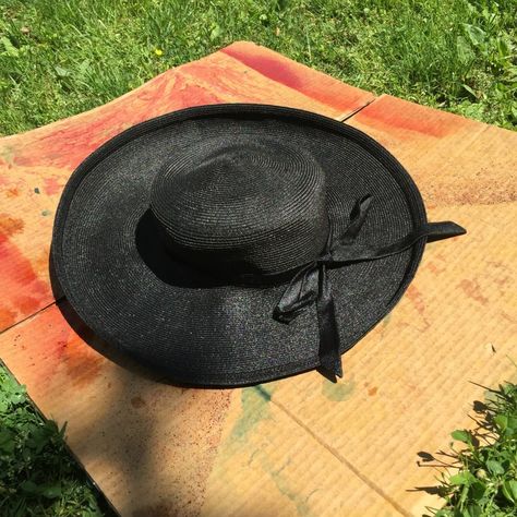 Dyeing a Black Hat Black Again – Rit Dye Plastic Table Cover, Rit Dye, Stainless Steel Pot, Plastic Table Covers, Rubber Gloves, Pillbox Hat, Thrift Shop, Cotton Hat, White Hat