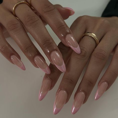 31 Cute Chrome Nails Designs for a Trendy Manicure – GlamGoss Pink French Nails, Pink Chrome Nails, Chrome Nails Designs, Pink French, Fire Nails, Pretty Acrylic Nails, French Tip Nails, Chrome Nails, Valentine's Day Nails