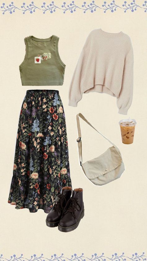 #outfit #fallaesthetic #beigeaesthetic #ootd #outfitinspo Cottage Witch Aesthetic Fashion, Nature Core Outfits, Art Major Aesthetic Outfit, Juminocore Outfit, Fun Teacher Outfits Elementary, Elementary Teacher Outfits, Art Student Outfit, Thrifting Aesthetic, Cottage Core Outfit