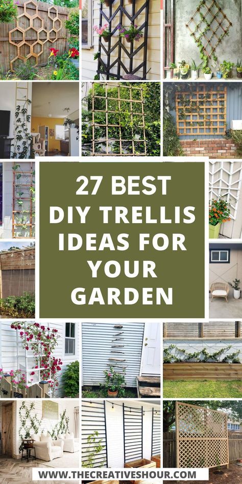 Trellis make your garden more charming and beautiful. They can be designed in ample number of forms and styles. So here are some best DIY trellis ideas for indoor, outdoor, privacy screens, garden, wines, vegetables, clematis. Click here for more DIY trellis ideas for indoor, DIY trellis for clematis, amazing DIY trellis for wines, vegetables, cheap DIY trellis for your garden, DIY trellis for privacy screens. Climbing Flowers Trellis, Outdoor Trellis Ideas, Backyard Trellis, Garden Trellis Designs, Climbing Plants Trellis, Vertical Trellis, Patio Trellis, Pea Trellis, Lattice Garden