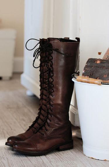 Oh, these are cool boots... They would be awesome under a long white dress. :D Brown Boots, Lace Up Boots, Lace Up, Boots, Lace