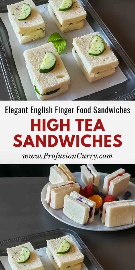 Use these delightful English tea sandwich ideas for a wonderful tea party or soirees. These easy-to-make tea sandwiches are perfect for any occasion. Classic Tea Sandwiches, British Sandwiches, Tea Sandwich Ideas, Tea Party Finger Foods, Kids Tea Party Ideas, Easy Finger Sandwiches, Tea Party Food Ideas, Cold Apps, Nutrient Food