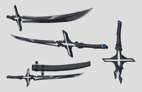 Fantasy Swords Concept Art, Dnd Bosses, Dark Hero, Hero Oc, Tactical Swords, Types Of Swords, Cool Swords, Samurai Swords, Fantasy Armor