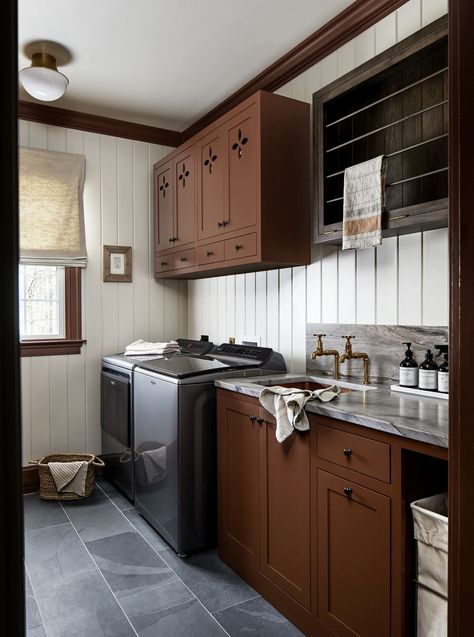 Bar Nook, Soapstone Countertops, Laundry Room Inspiration, Slate Flooring, Low Cabinet, New Traditional, Unique Kitchen, Laundry Room Decor, Kitchen Projects