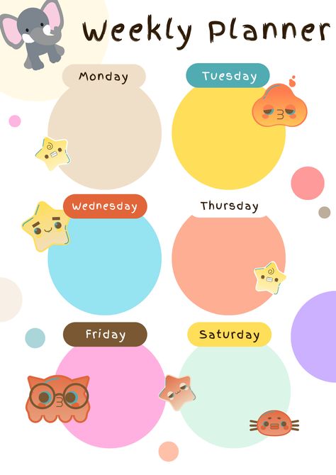 Kids Weekly Planner Weekly Planner For Kids, Planner For Kids, Kids Planner, Weekly Planning, Monthly Planner, Daily Planner, Weekly Planner, Digital Planner, Remote Work