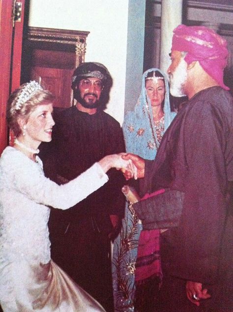 HM Sultan Qaboos bin Said ( Sultan of Oman ) with Diana Qaboos Bin Said, Heavy Is The Crown, Princess Diana Rare, Quiet Man, The Quiet Man, Film Costumes, Sultan Qaboos, Arabian Peninsula, Princess Diana Family