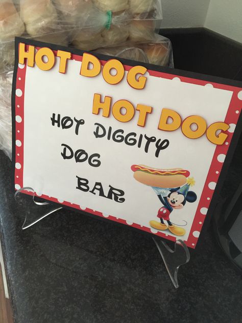 Hot diggity dog bar sign Mickey Mouse party Mickey Mouse Hot Diggity Dog Bar, Mickey Mouse Birthday Hot Dog Bar, Birthday Hot Dog Bar, Hot Diggity Dog Bar, Dog Bar Sign, Mickey Baby Showers, Oh Twodles, Mickey 1st Birthdays, Mickey Mouse Bday