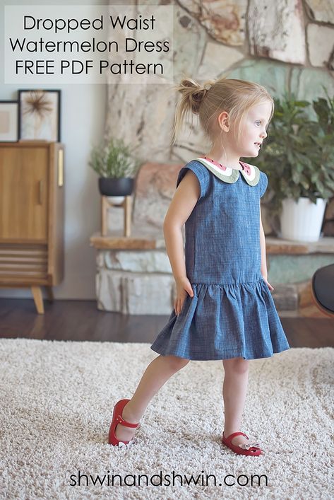 Girls Dress Pattern Free, Watermelon Dress, Kids Clothes Patterns, Sewing Kids Clothes, Girl Dress Pattern, Dress Patterns Free, Sewing Patterns Girls, Trendy Sewing, Make Your Own Clothes