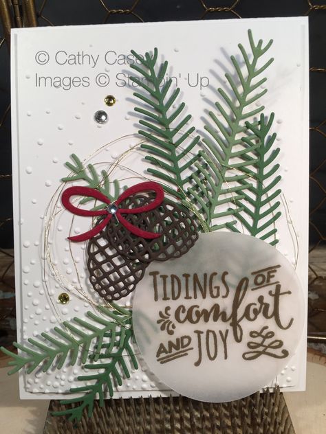 Christmas Pines Stampin' Up Stampin Up Christmas Pines, Christmas Cards 2018, Poinsettia Cards, Christmas Card Inspiration, Homemade Christmas Cards, Stampin Up Christmas Cards, Tree Cards, Stampin Up Christmas, Pretty Christmas