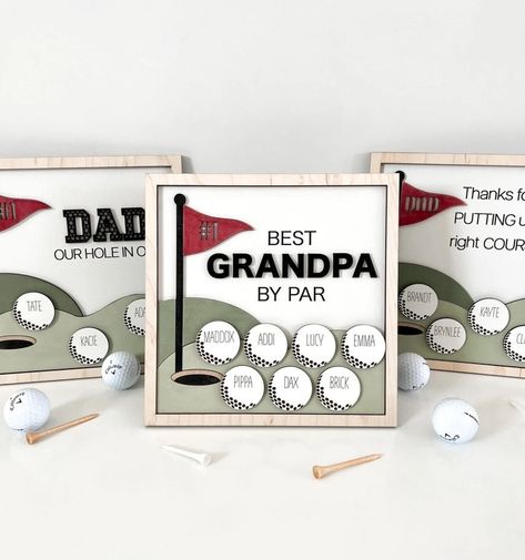 Cute Customizable Golf Father's Day Best Dad, Grandpa, Coach Ect. Laser Cut File | Father's Day | Hole in One | Best Dad By Par | Glowforge Best Grandpa By Par, Fathers Day Frames, Dad Gift Ideas, Best Dad By Par, Best Grandpa, Golf Lover, Different Quotes, Hole In One, Social Media Pages