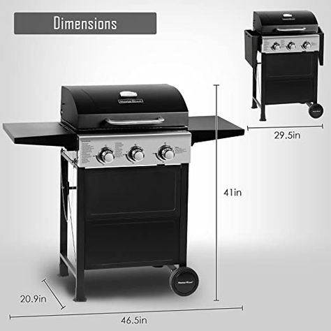 The whole Stainless steel control panel with chromium plating control knob makes this propane gas grill more study and delicate, a stainless steel handle and a built-in stainless steel thermometer on the cover lid, two foldable tables and two heavy duty wheel casters for storage and moving Foldable Shelves, Foldable Tables, Outdoor Barbeque, Garden Barbecue, Propane Grill, Propane Gas Grill, Barbeque Grill, Propane Fire Pit, Grilling Season