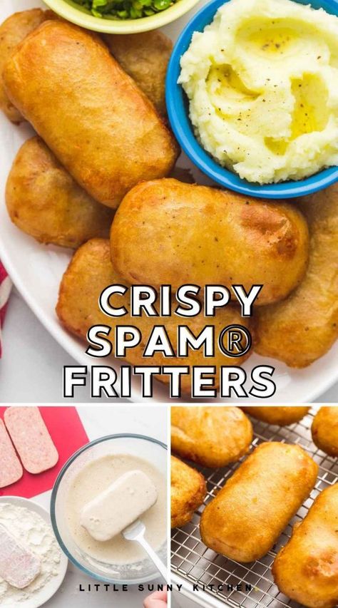 Savoury Fritters, Spam Fritters, Spam Recipes Dinners, Beer Battered Fish Recipes, Fried Spam, Fish Batter Recipe, Spam Recipes, Little Sunny Kitchen, Sunny Kitchen