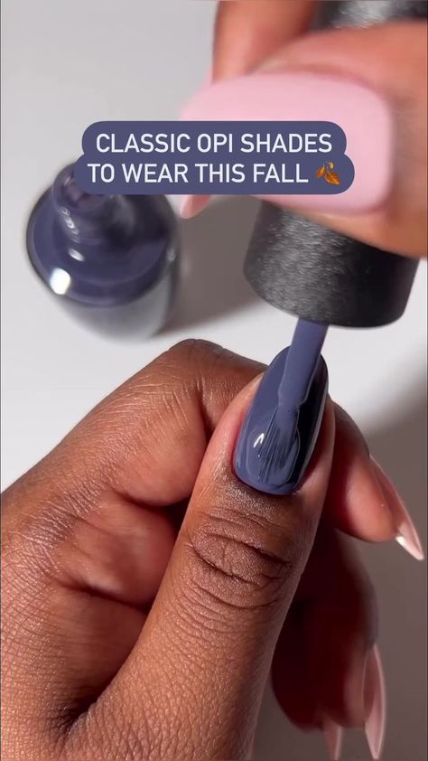 Fall is calling 🍁 Which iconic shade are you wearing this season? Less is Norse: dark slate blue-gray 🌚 Lincoln Park After Dark: deep near-black purple 🌃 Malaga Wine: rich, intoxicating wine-red 🍷 You Don’t Know Jacques!: dark and warm taupe 🍫 | OPI Fall Nails Opi, Dark Skin Nail Polish, Opi Shades, Lincoln Park After Dark, Malaga Wine, Nail Paint Shades, Plum Nails, Opi Gel Nails, Dark Nail Polish