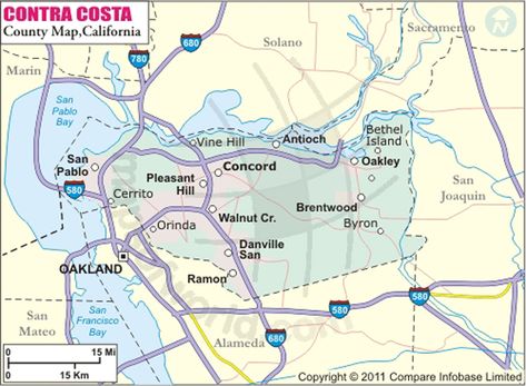 Contra Costa County Map Oakland City, California Zephyr, Contra Costa County, County Map, California Map, Marin County, Sonoma County, Boundaries, California