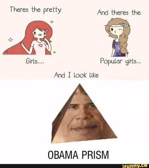 Obama Prism, Popular Girls, Funny Memes About Girls, Clean Memes, Quality Memes, Me Too Meme, Edgy Memes, Funny Laugh, Best Memes