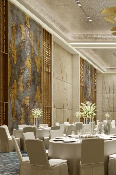 Millennium Hilton Bangkok Ballroom Design By BLINK Hotel Banquet Hall Interior Design, Luxury Ballroom Design, Ballroom Design Interior Modern, Banquet Halls Interior, Ballroom Wall Design, Banquet Hall Ceiling Design Modern, Hotel Ballroom Interior Design, Modern Ballroom Design, Ballroom Design Interior