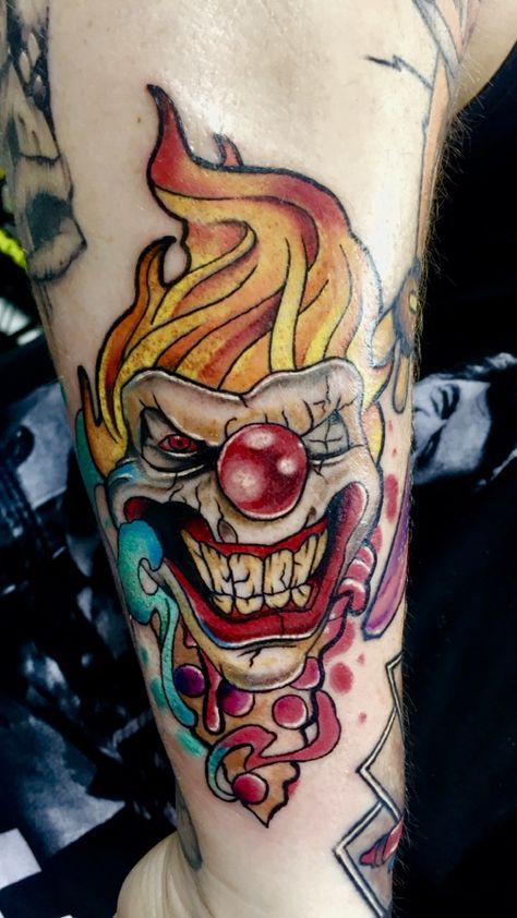 #gamingtattoo #Twistedmetal #tattoos # ink #sweettooth Sweet Tooth Twisted Metal Tattoo, Twisted Metal Tattoo, Sweet Tooth Tattoo, Sweet Tooth Twisted Metal, Twisted Metal Sweet Tooth, Tooth Tattoo, Metal Drawing, Video Game Tattoo, Clown Tattoo