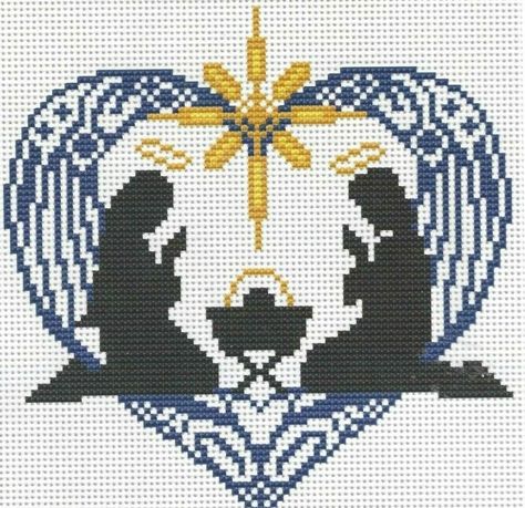 NATIVITY ON ANGELS WINGS--Religious--Christmas--Counted Cross Stitch Pattern Needlecraft Patterns, Dragon Cross Stitch, Cross Stitch Christmas, Artist Alley, Stitch Christmas, Religious Christmas, Counted Cross Stitch Patterns, Christmas Cross Stitch, Stitch Design