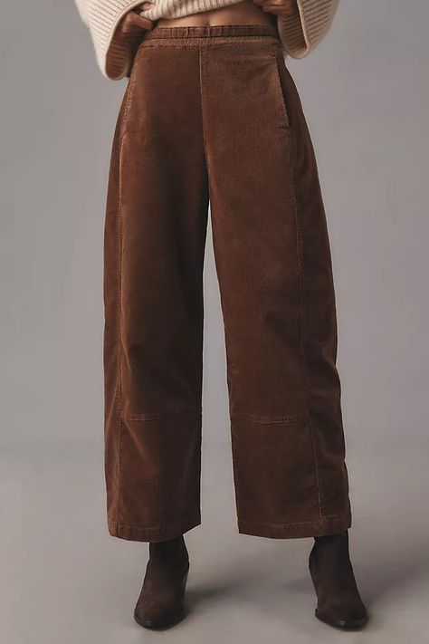 The Izzie Relaxed Pull-On Barrel Pants by Pilcro: Corduroy Edition | Anthropologie Barrel Pants, Pants Corduroy, Pant Trends, Fall Wear, Teacher Outfits, Cozy Outfit, Pants Pattern, Pull On Pants, Premium Denim