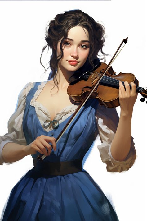 Violin Player Reference, Bard Violin, Fantasy Musician, Female Bard, Violin Drawing, Musical Instruments Drawing, Lady In Waiting, Fantasy Collection, Violinist