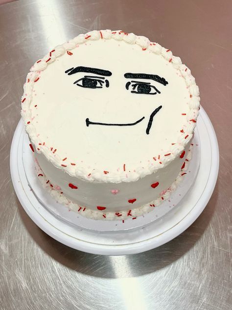 Birthday Cake For Best Friend Funny, Roblox Face Cake, Funny Cakes For Friends, Iconic Birthday Cake, Iconic Cakes, Dinara Kasko, Cake Meme, Roblox Birthday Cake, Yummy Things To Bake