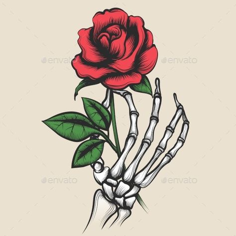 Skeleton Hand with Rose Tattoo Style Skeleton Hand Holding Rose Tattoo, Hand Holding Rose Tattoo, Holding Rose Tattoo, Skeleton Hand Holding Rose, Hand Holding Tattoo, Hand With Rose, Hand Holding Rose, Skeleton Hand Holding, Side Hand Tattoos