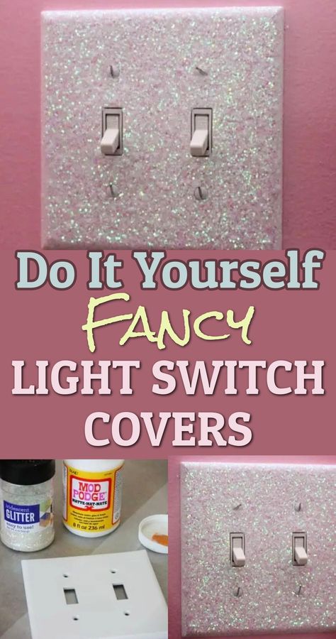 Glitter Light Switch Cover, Outlet Covers Ideas, Plate Covers Diy, Glitter Light Switches, Glitter Bathroom, Crafts For Teenagers, Light Switch Covers Diy, Mod Podge Glitter, Glitter Furniture