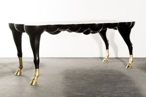 Mad Horse Table by Samuel Benshalom | KNSTRCT Horses Stables, Horse Table, Luxurious Dining Table, Luxurious Dining Room, Luxury Dining Table, Classical Furniture, Famous Interior Designers, Top Furniture, Table Console