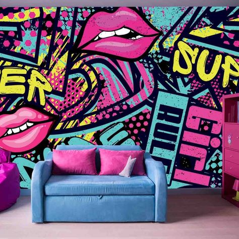 Funky Baddie Bedroom with These Amazing Room Decor Ideas From small changes like adding a new piece of art to your walls to big changes like giving your furniture a makeover, there are abundant of ideas here to help you get started. And the best part is, they won't break the bank. So do not wait and Get started on your baddie bedroom makeover today! Indoor Graffiti Wall, Grafitti Bedroom Ideas, Graffiti Headboard, Graffiti Room Wall, Bedroom Graffiti Wall, Graffiti Murals Bedroom, Graffiti Wall Art Interior Design, Graffiti Room Decor, Wall Graffiti Ideas