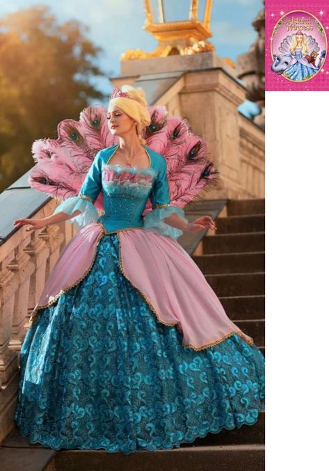 Barbie Dress Real Life, Barbie Island Princess Dress, Barbie Movie Dresses Real Life, Barbie Fashion Fairytale Dresses, Barbie Dresses Movie, Barbies Dresses, 1998 Barbie, Barbie Cosplay, Disney Princess Dress Up