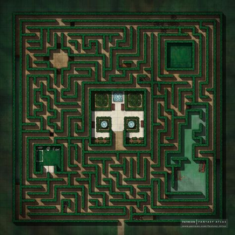 Maze Ideas, Hedge Maze, Maze Design, Dnd World Map, Maze Game, Tabletop Rpg Maps, Rpg Maps, Minecraft Construction, Rpg Map